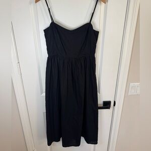 H&M Black Linen Blend Sundress Minimalist Strappy Summer Dress Small